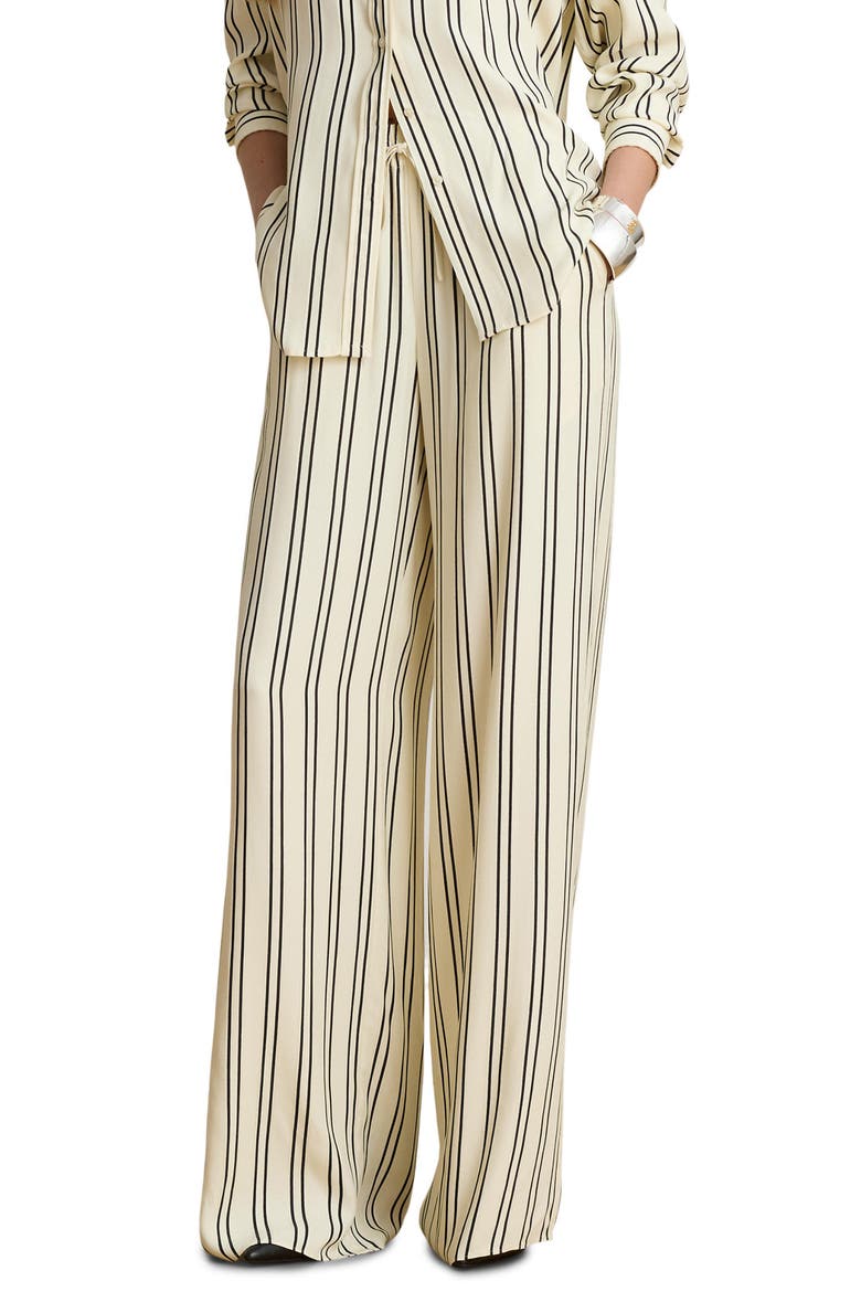 Striped Jacquard Wide-Leg Pants, Main, color, WINTER CREAM IVORY