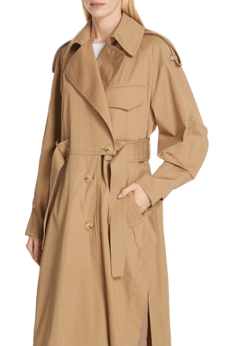 Long Trench Coat, Alternate, color, DK KHAKI
