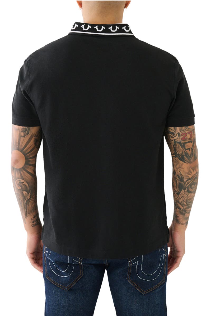 True Religion Brand Jeans Logo Collar Cotton Polo, Alternate, color, 