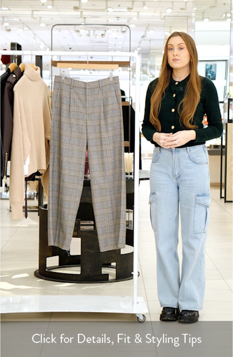 Yarn Dyed Plaid Slouchy Straight Leg Pants, sales video thumbnail