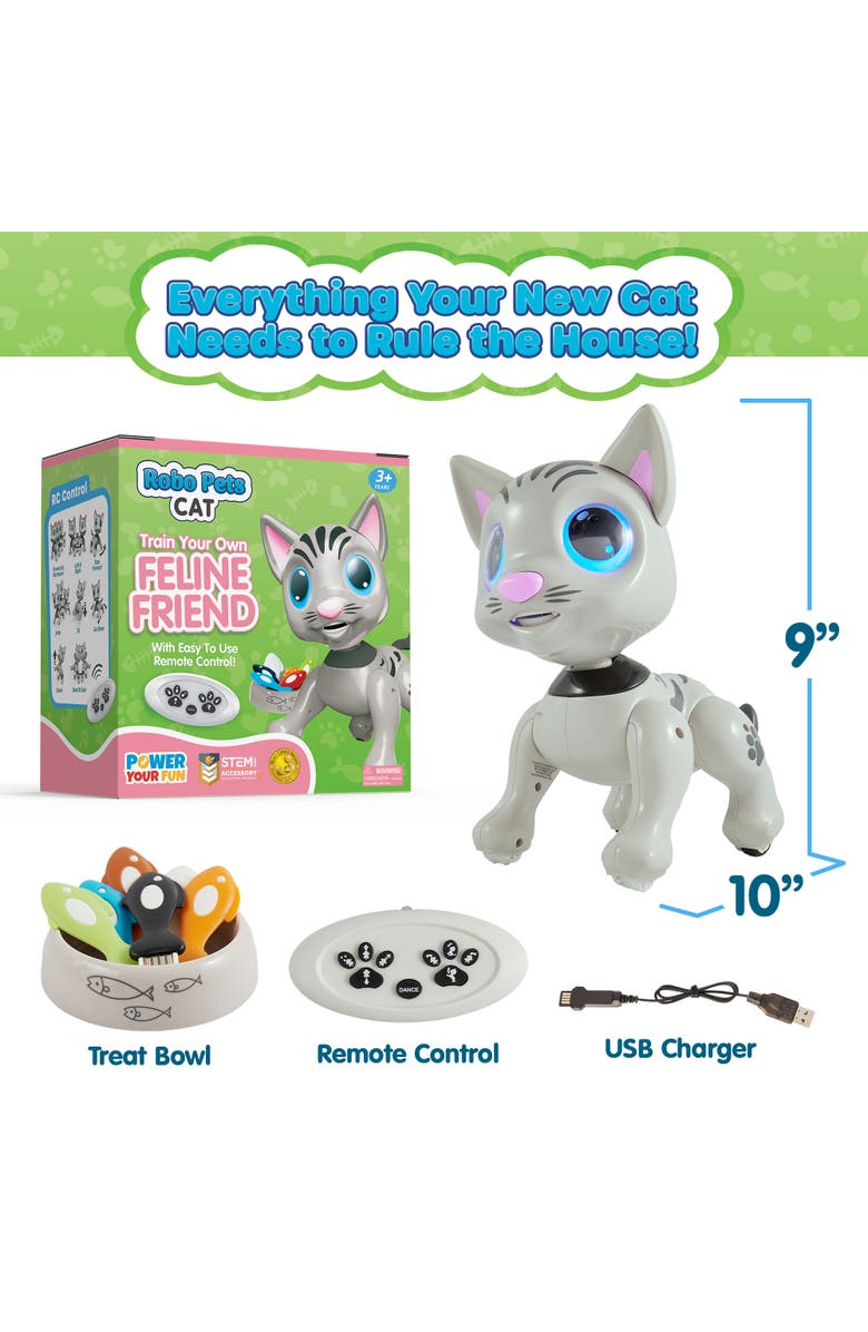 Power Your Fun Robo Pets Education Robot Cat Toy, Alternate, color, Grey