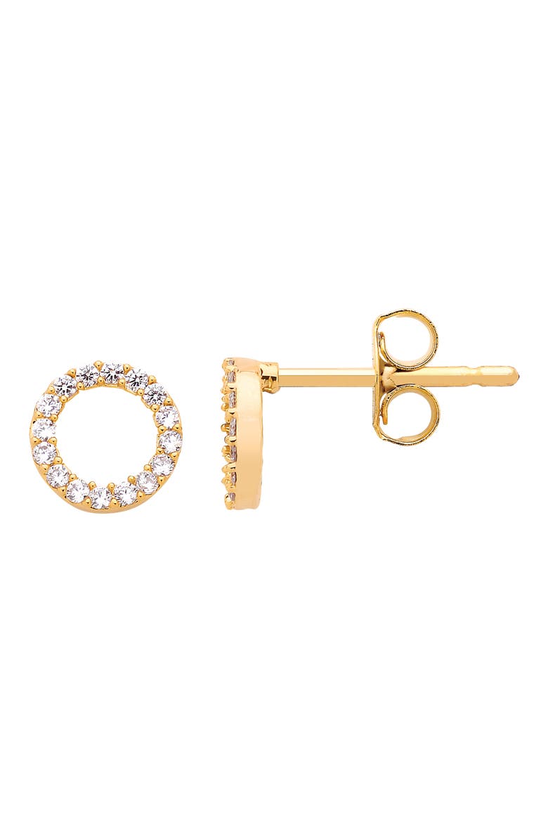 Pavé Crescent Moon Stud Earrings, Alternate, color, GOLD
