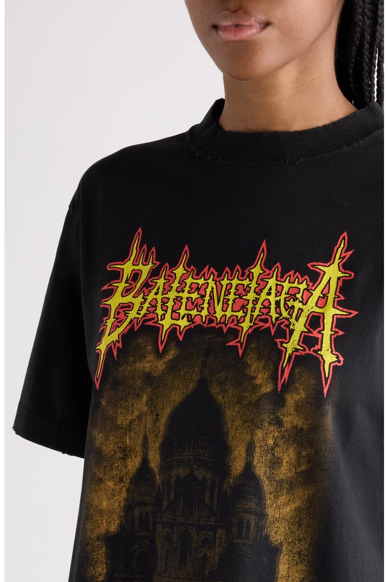 Medium Fit Distressed Sacré Couer Graphic T-Shirt, Alternate, color, 1000 BLACK
