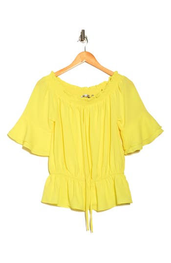 Patrizia Luca Ruffle Sleeve Peplum Top