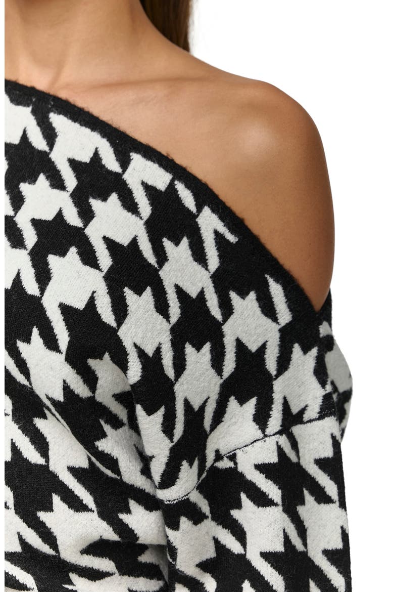 Off the Shoulder Houndstooth Sweater Maxi Dress, Alternate, color, HOUNDSTOOTH BLACK/WHITE