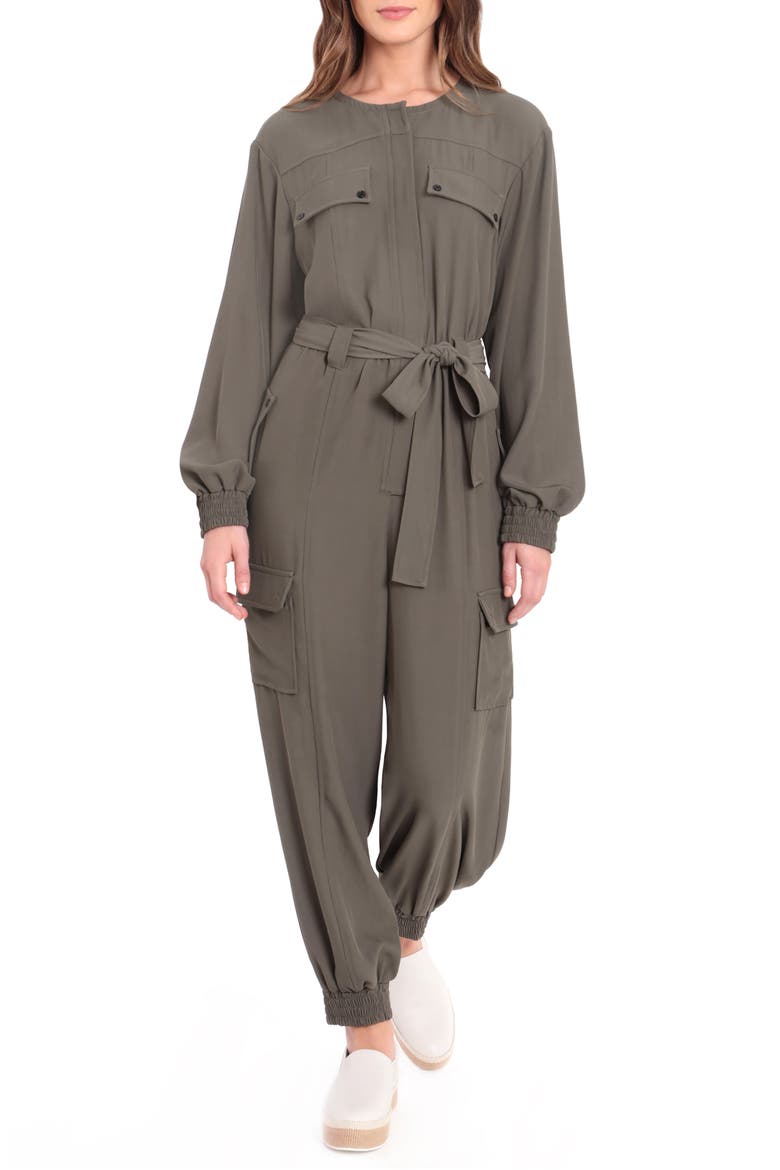 Long Sleeve Utility Jumpsuit, Main, color, OLIVE