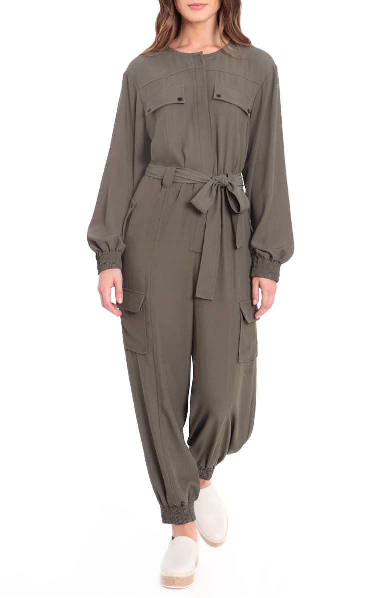 Donna Morgan Long Sleeve Utility Jumpsuit, Main, color, 
