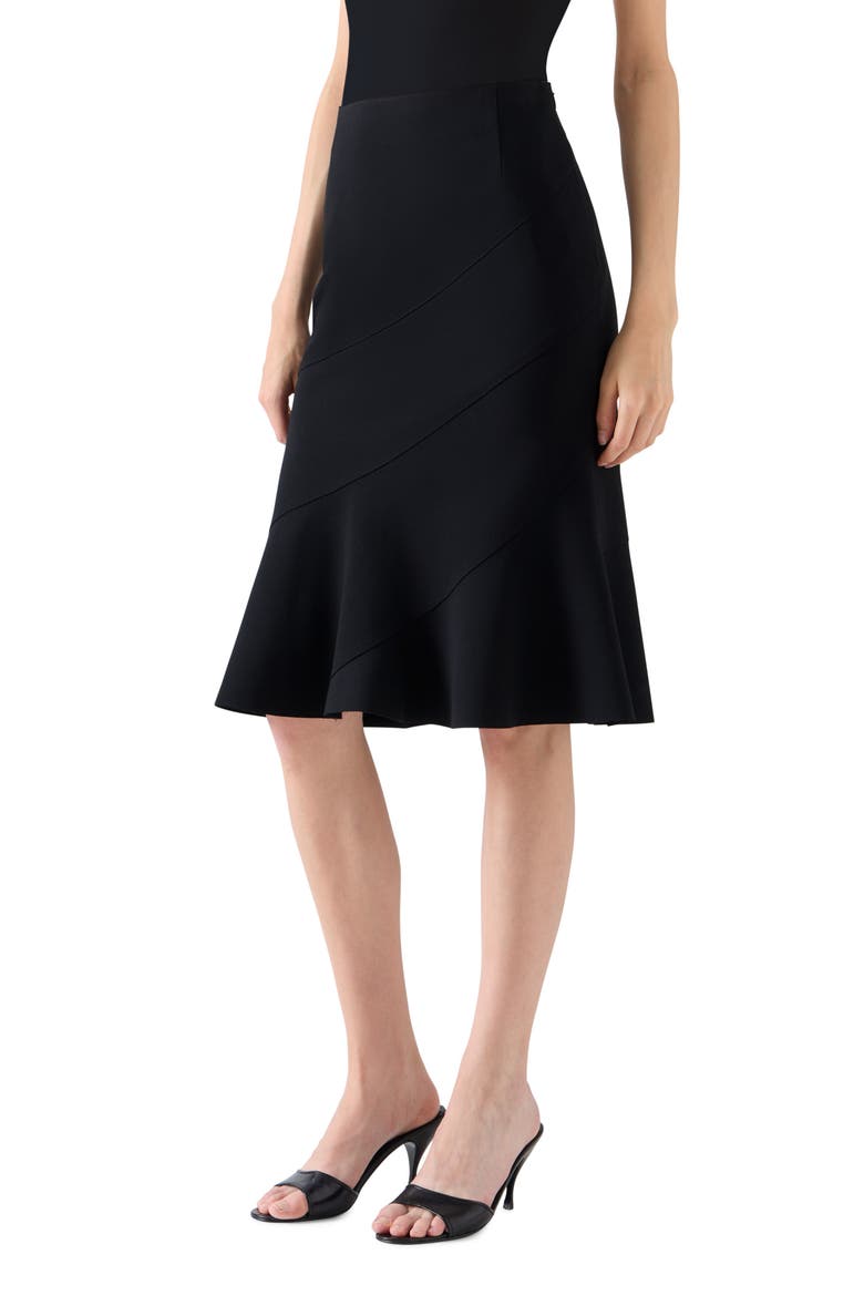 Signature Jersey Peplum Midi Skirt, Alternate, color, BLACK