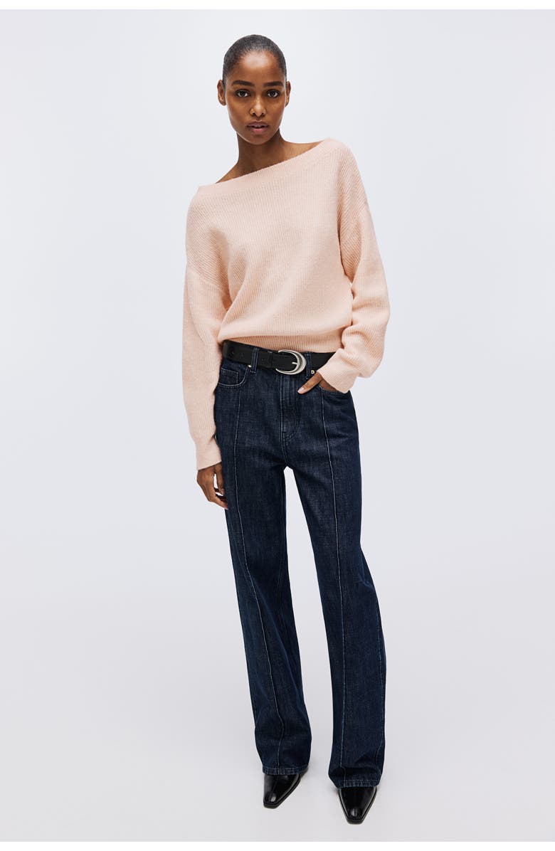 H&M Oversized Boat-neck Jumper, Alternate, color, Light Peach Pink