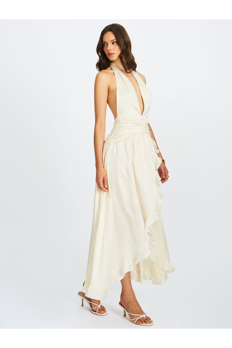 Nalani Floral Ruffled Halter Maxi Dress, Alternate, color, Ivory