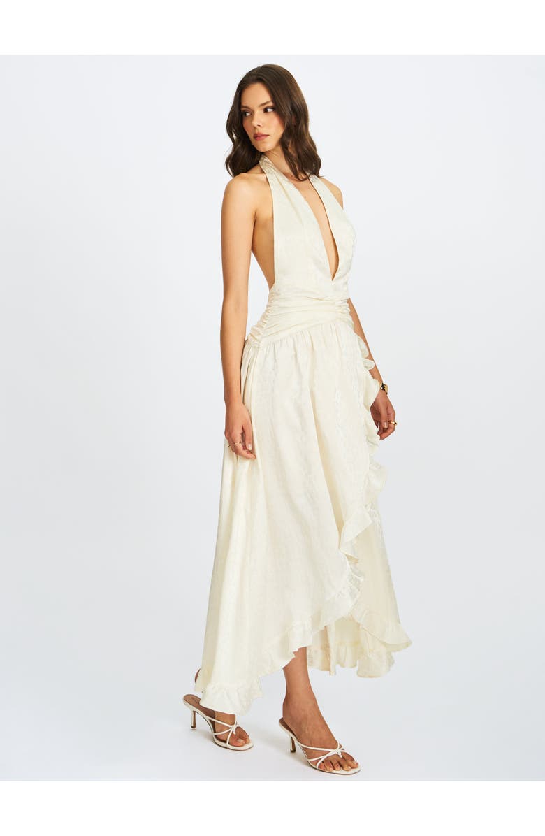 Miss Circle Nalani Floral Ruffled Halter Maxi Dress, Alternate, color, Ivory