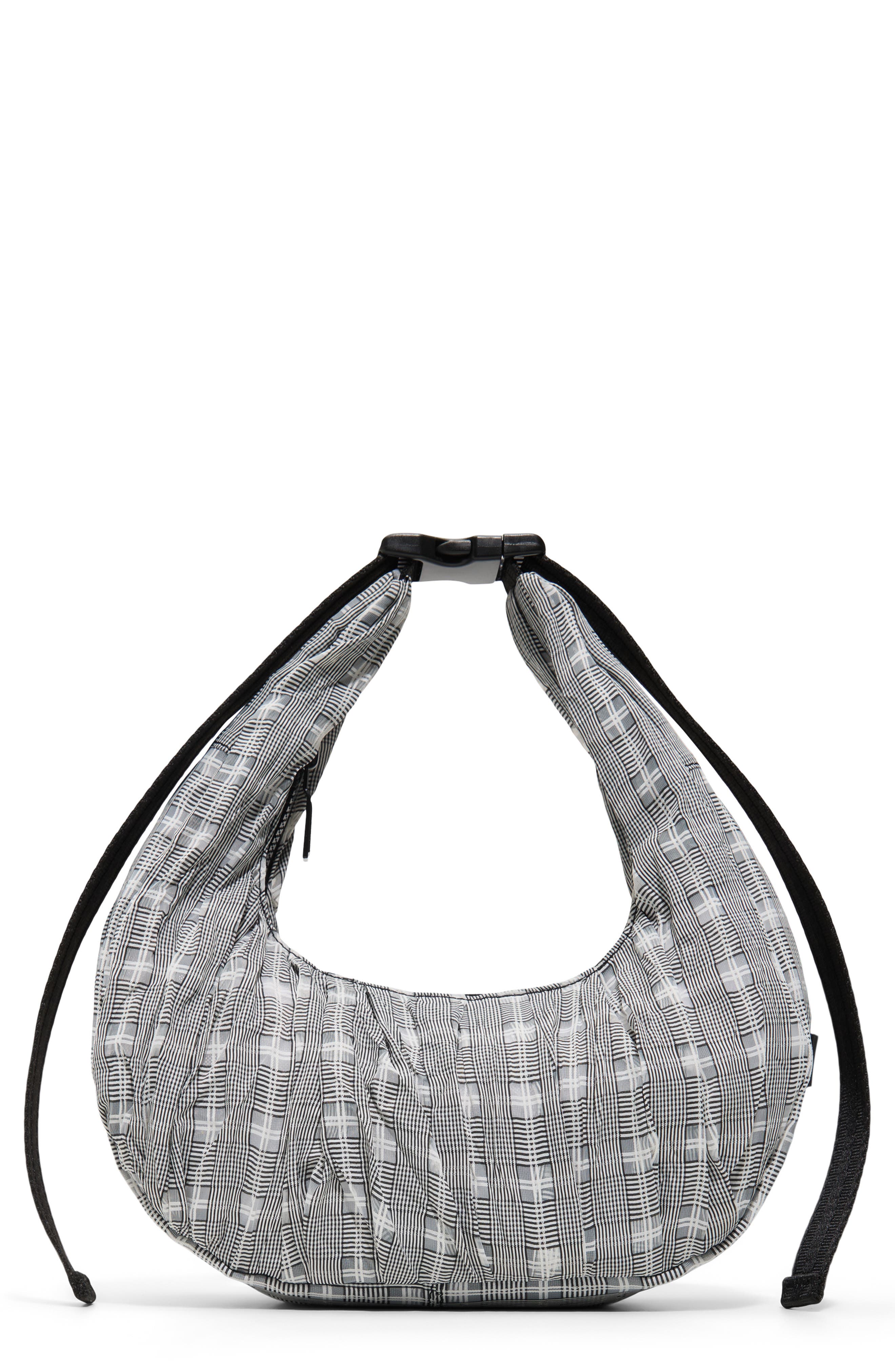 Lune Ruched Shoulder Bag, Main, color, BLACK COMBO