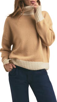 Favorite Daughter The Andi Contrast Rib Turtleneck Wool & Cashmere Blend Sweater
