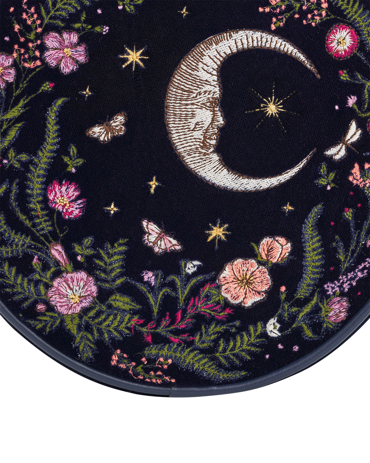Chloe Midnight Garden Velvet Embroidered Circle Purse, Alternate, color, Navy