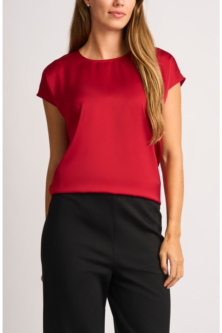 Print Cap Sleeve Blouse, Main, color, BRIGHT RED