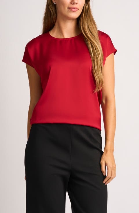 Print Cap Sleeve Blouse