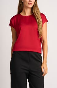 Halogen® Print Cap Sleeve Blouse