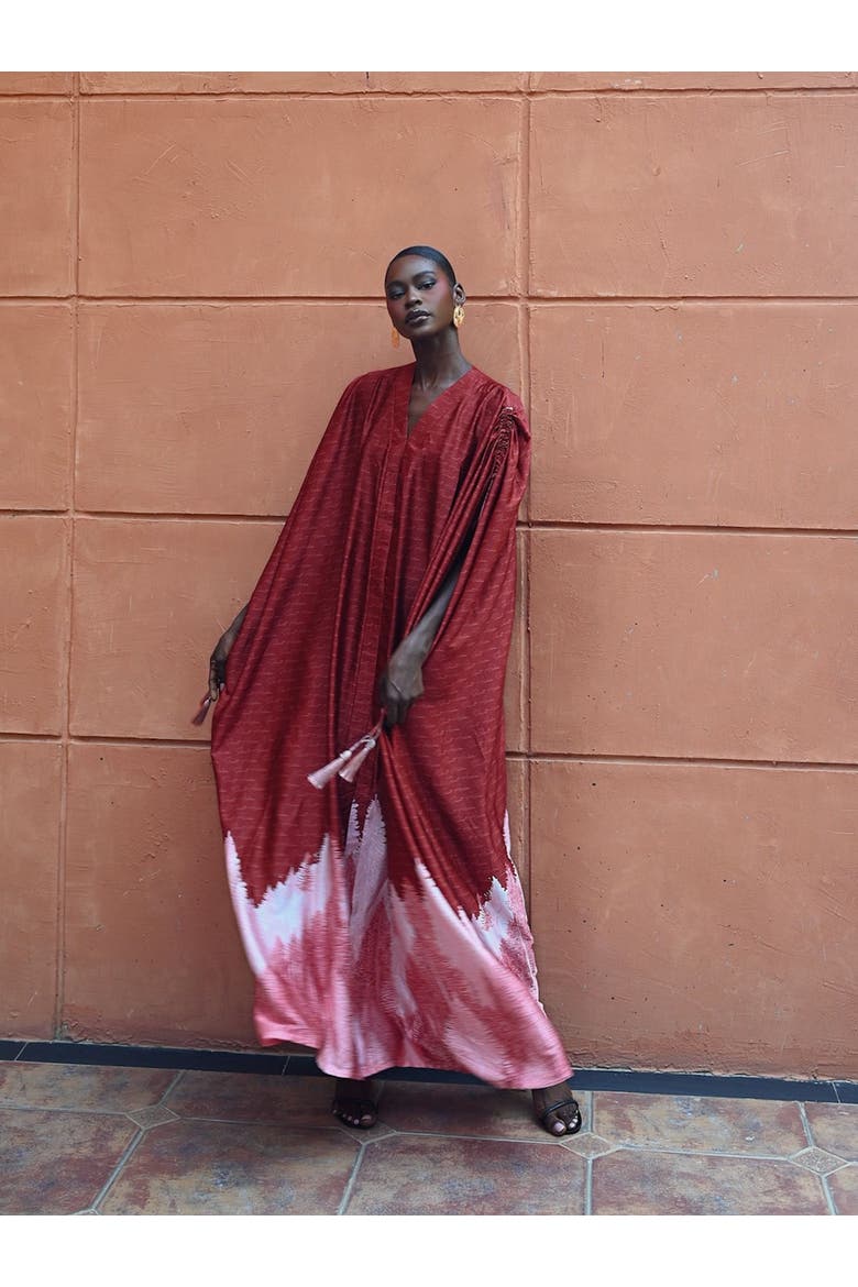 Suri Silk Caftan, Alternate, color, Red