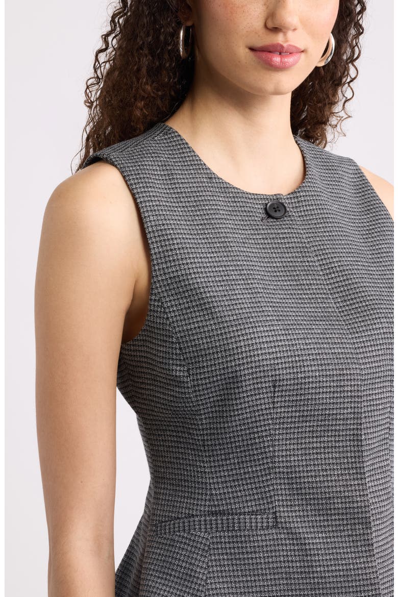 Patterned Peplum Vest, Alternate, color, BLACK- GREY MINI CHECK