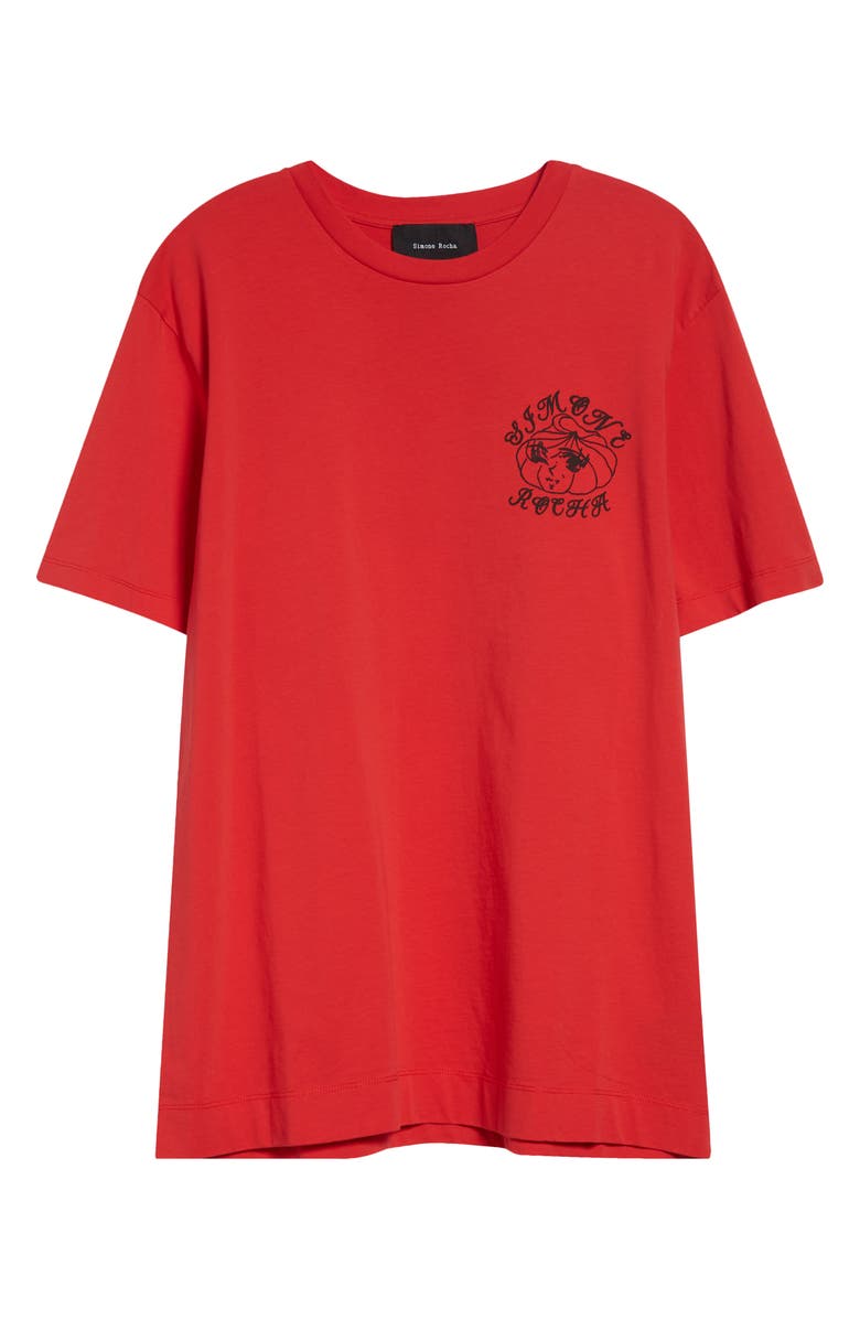 Simone Rocha Dim Sum Logo Print T-Shirt, Alternate, color, Red/ Black