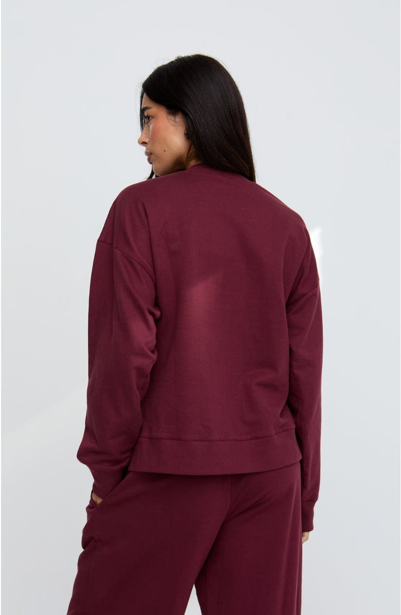 Raffya Lily-Anne Long Sleeves Cut Out Embroidered Sweatshirt, Alternate, color, Burgundy
