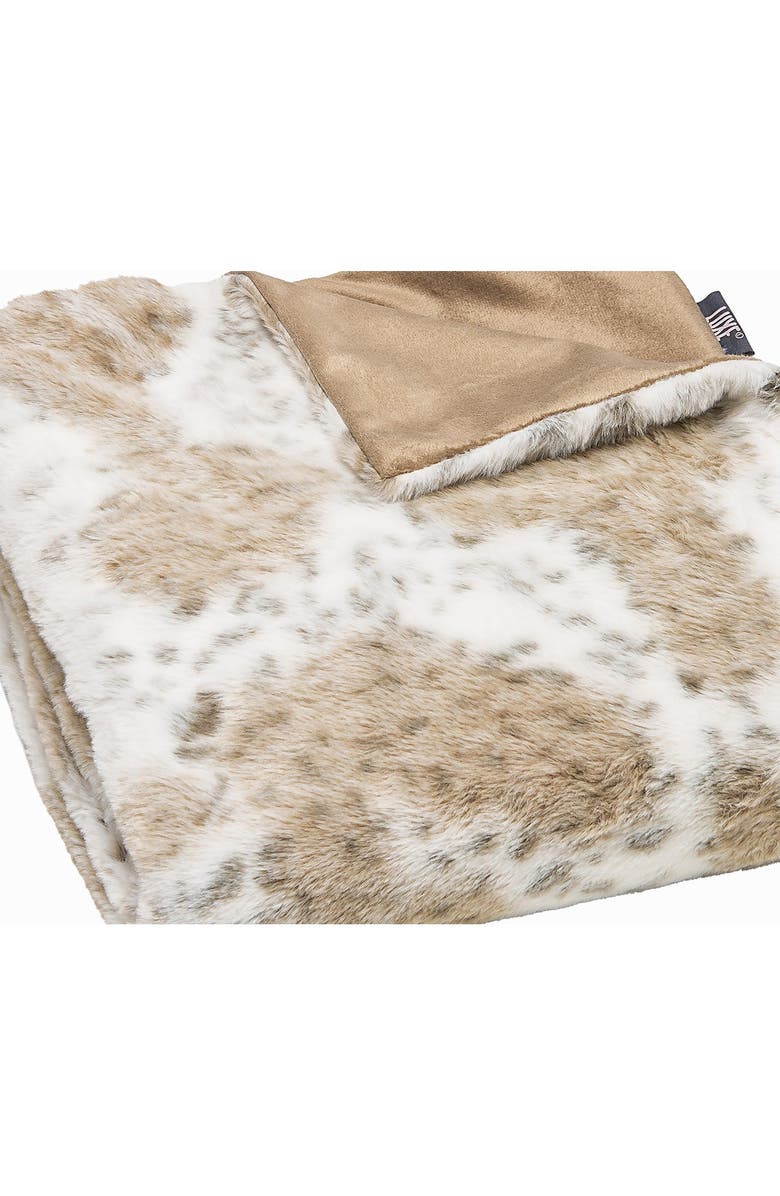 LUXE Faux Fur Throw - 50" x 60" - Snow Leopard, Alternate, color,