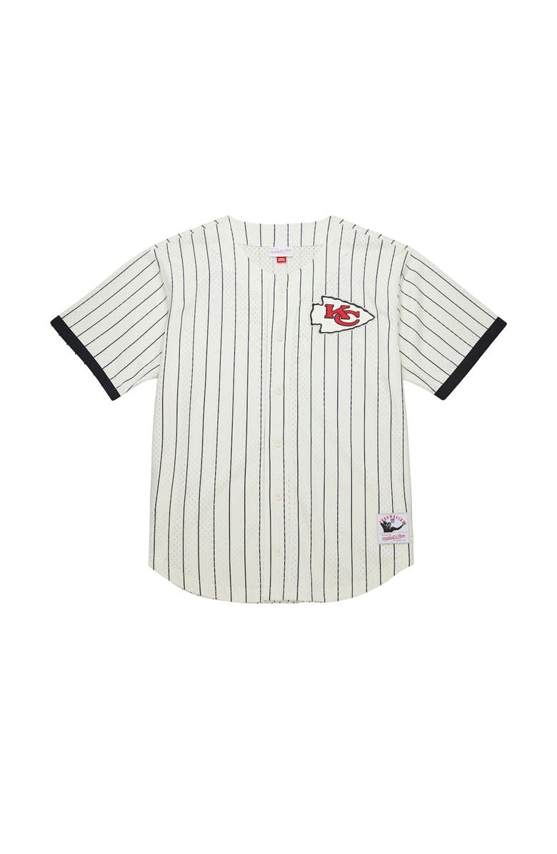 Mitchell & Ness Men's Mitchell & Ness Cream Kansas City Chiefs Final Seconds Vintage Logo Mesh Button-Up Shirt, Alternate, color, Cream
