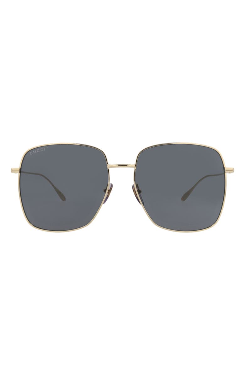 Gucci 59mm Square Sunglasses, Main, color, Gold Gold Grey