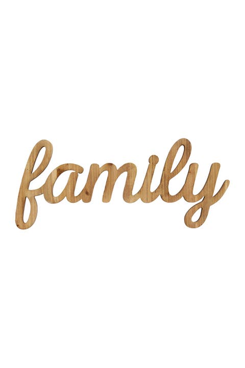 Natural Family Natural Wood Script Wall Art
