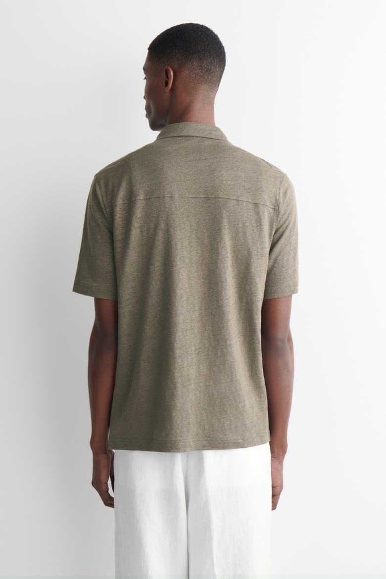 Linen-jersey Short-sleeved Shirt, Alternate, color, BROWN MÉLANGE