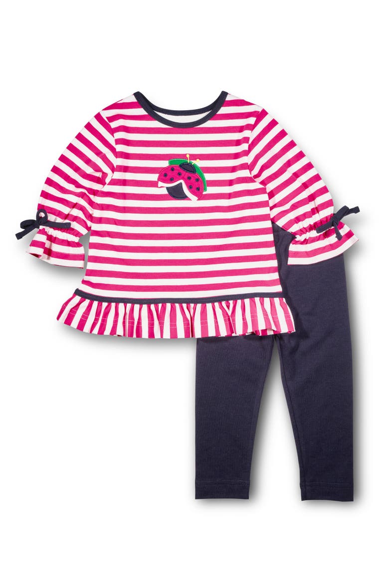 Knit Set With Ladybug, Main, color, Pink, White, Navy