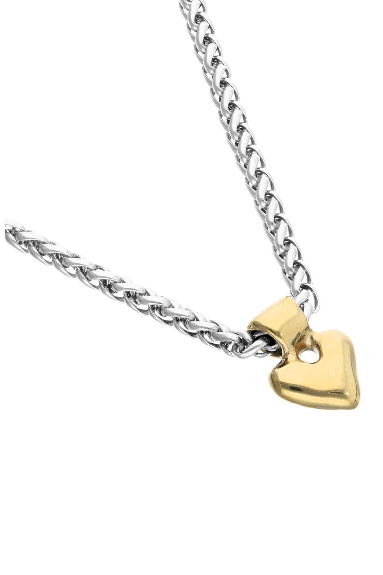 Sterling Silver Plated Necklace With Heart Detail In 18K Gold, Alternate, color, Silver and Gold