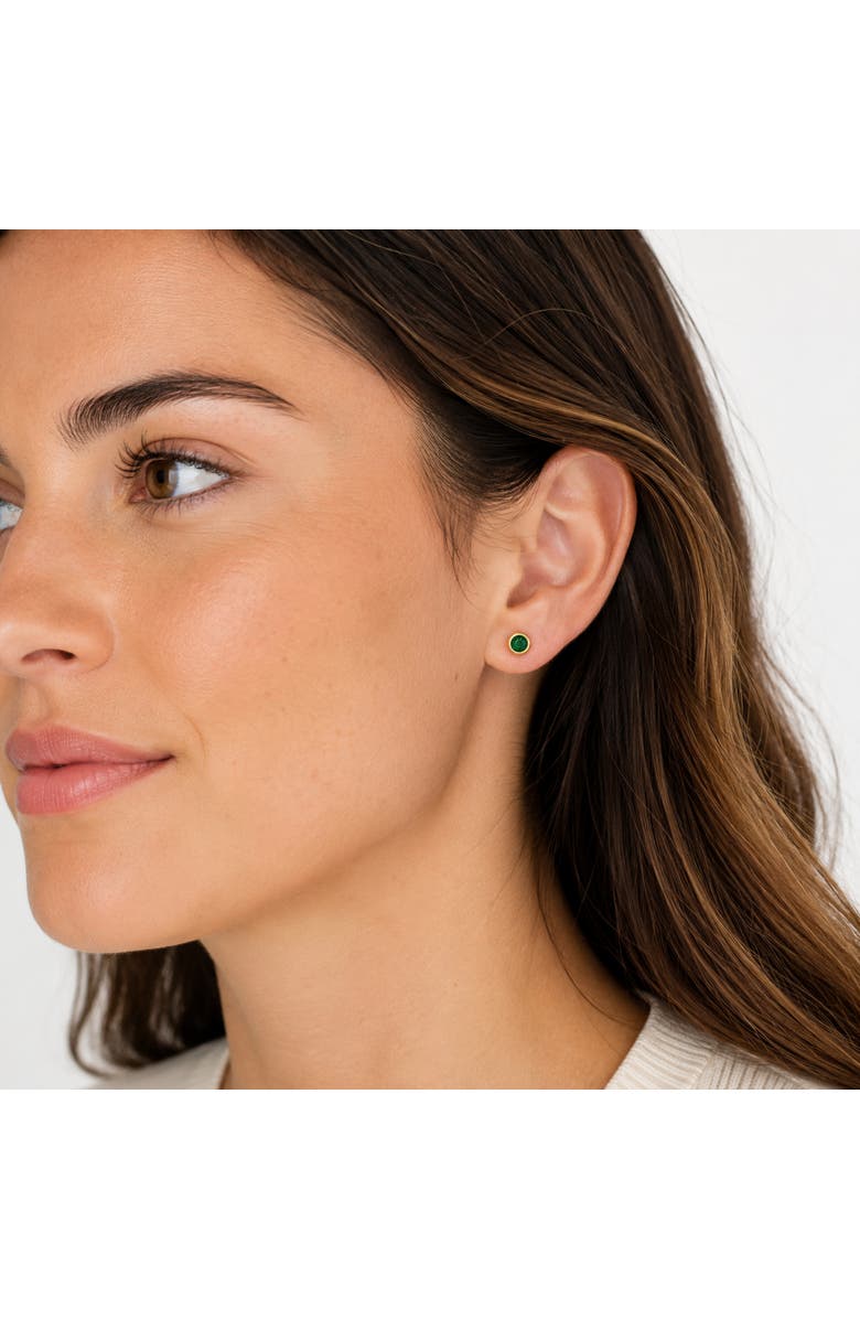 Donatello Gian Emerald Crystal Bezel Stud Earrings, Alternate, color, Gold