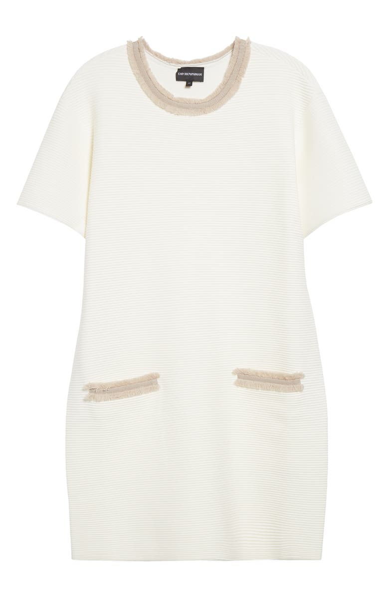 Emporio Armani Fringe Trim Dress, Alternate, color, Solid White
