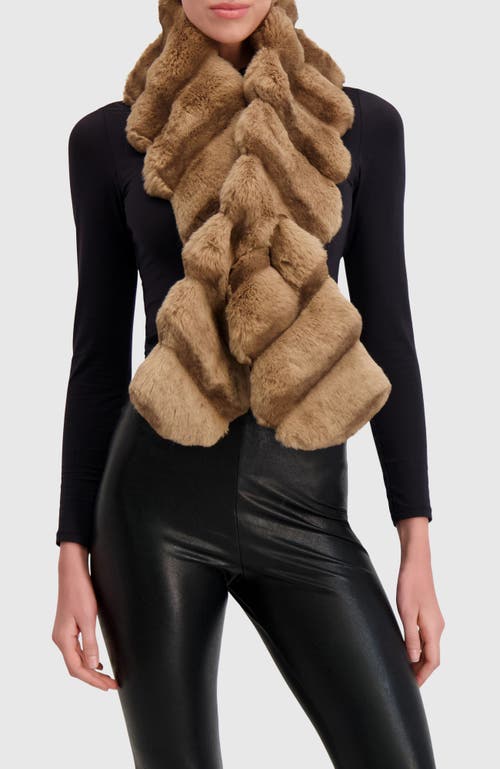 Lyla Grant Fur-free Chinchilla (faux Fur) Pull-through Scarf In Brown