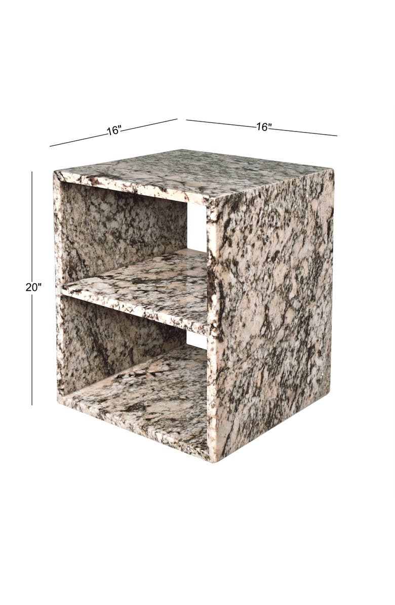 JONATHAN Y Sloane 20" Modern Natural Marble Handmade Rectangular 2-Shelf End Table, Alternate, color, Beige/Dark Taupe