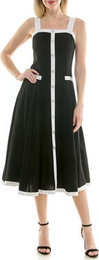 Nicole Miller Square Neck Fit & Flare Midi Dress