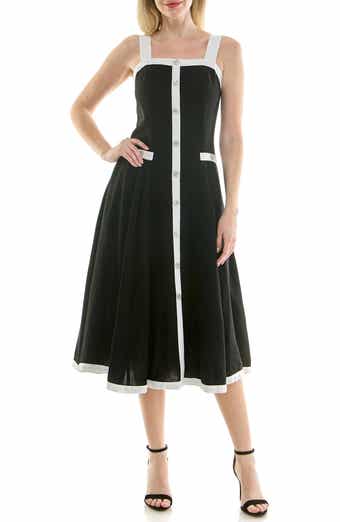 Square Neck Fit & Flare Midi Dress