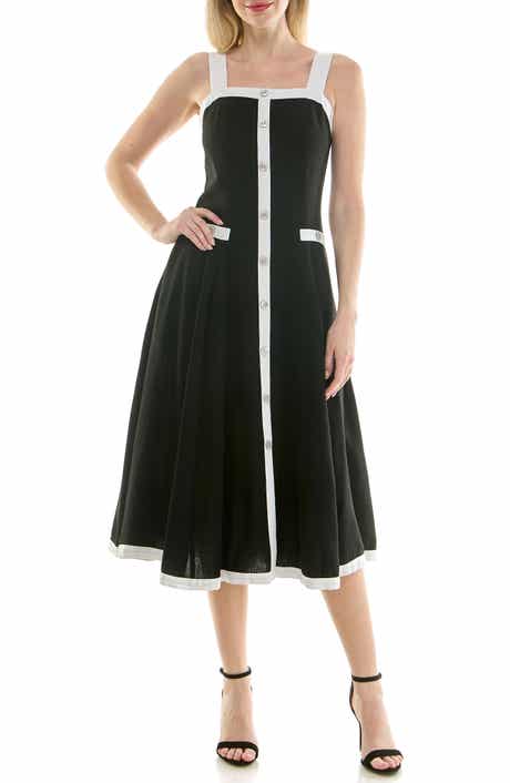 Square Neck Fit & Flare Midi Dress