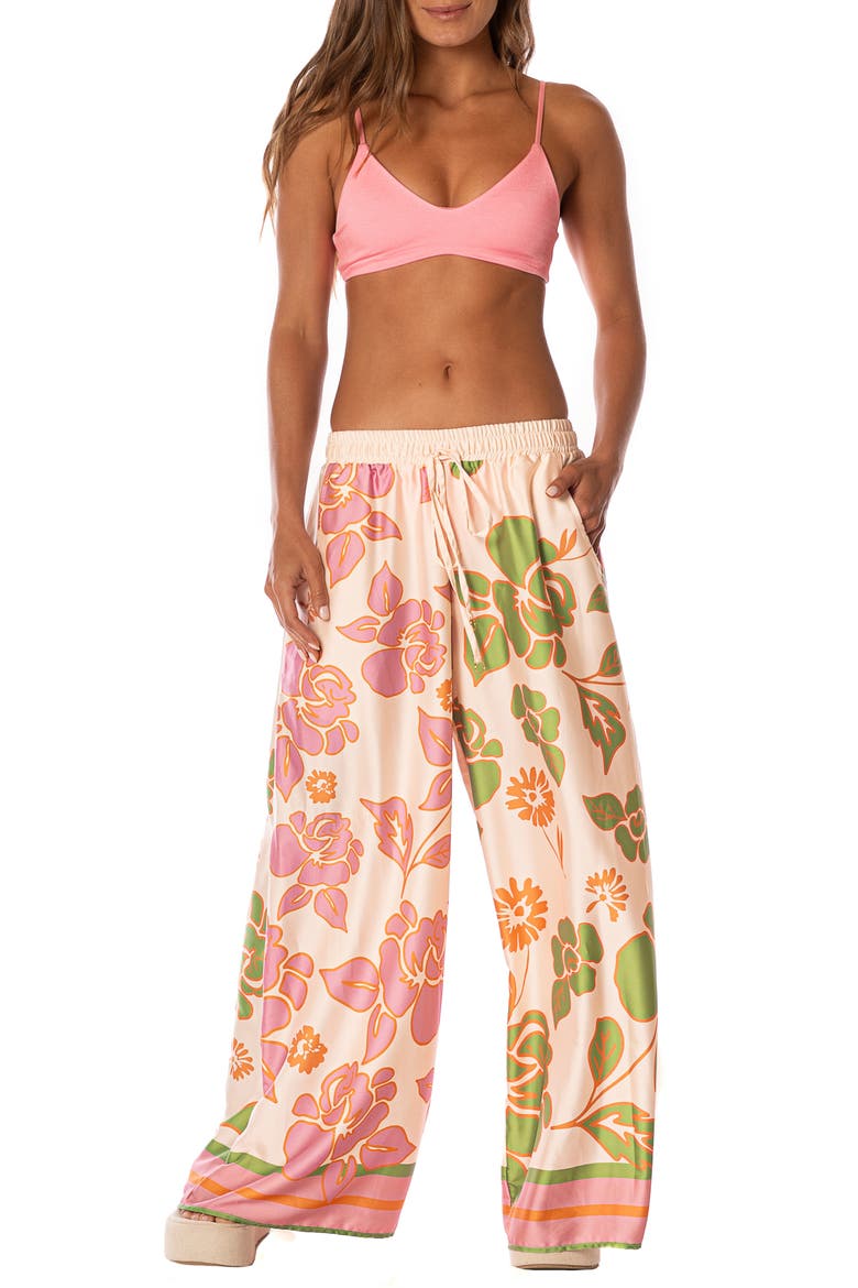 Floating Blooms Ophelia Cover-Up Drawstring Pants, Main, color, BEIGE FLORAL