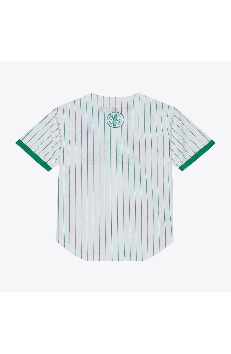 Mitchell & Ness Men's Mitchell & Ness White Boston Celtics Head Coach Pinstripe Mesh Full-Button Baseball Jersey, Alternate, color, White