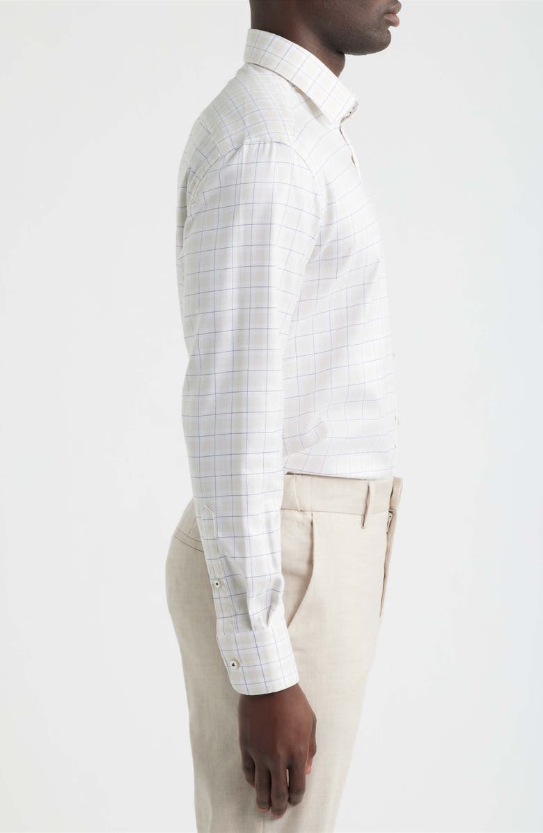 1863 by Eterna Modern Fit Check Non-Iron Cotton Twill Dress Shirt, Alternate, color, Beige