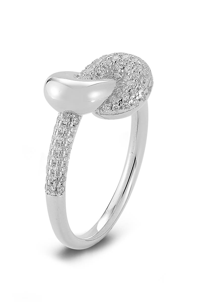 GLAZE JEWELRY Pavé Cubic Zirconia Love Knot Ring, Alternate, color, Silver