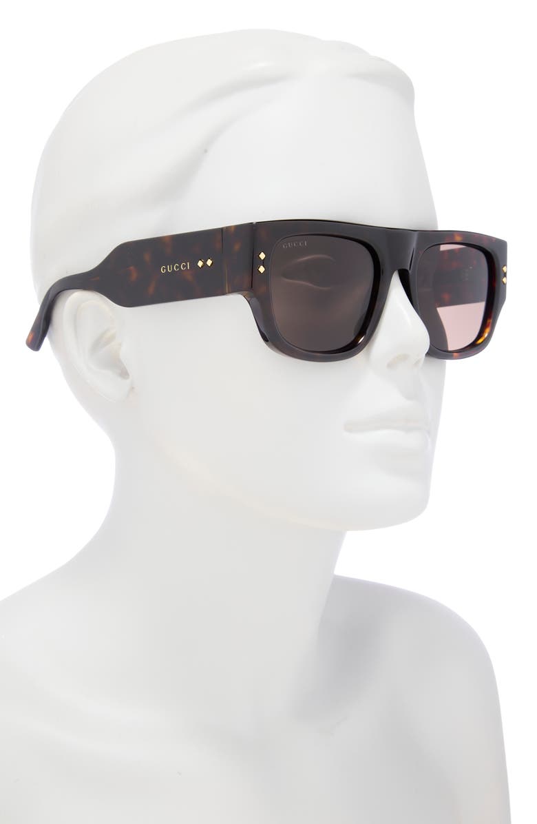 Gucci 54mm Square Sunglasses, Alternate, color, Havana Havana Brown