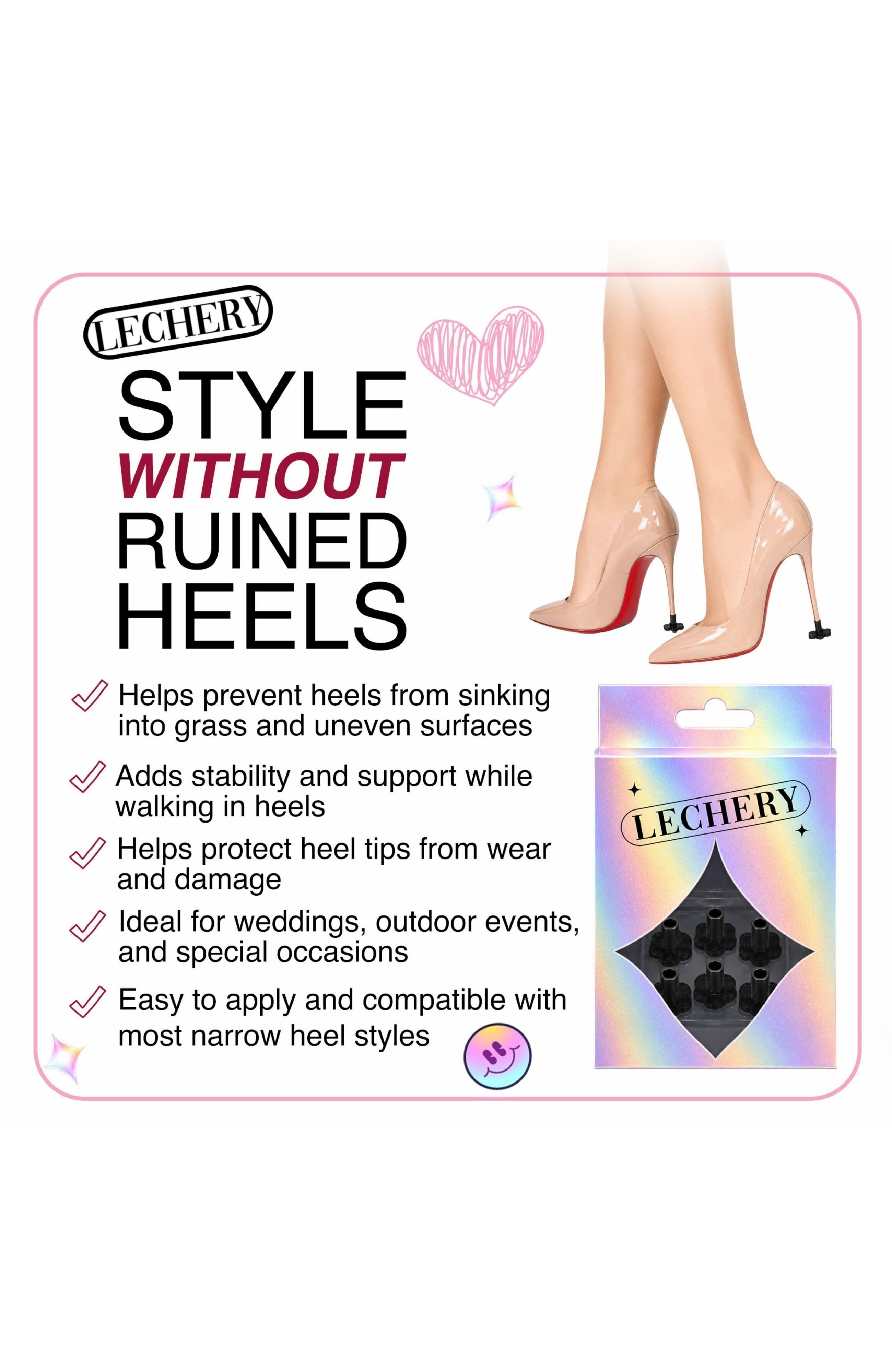 3 Pairs Flower Heel Protectors, Alternate, color, Black