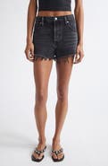 Alexander Wang Hotfix Logo Relaxed Fit Cutoff Denim Shorts
