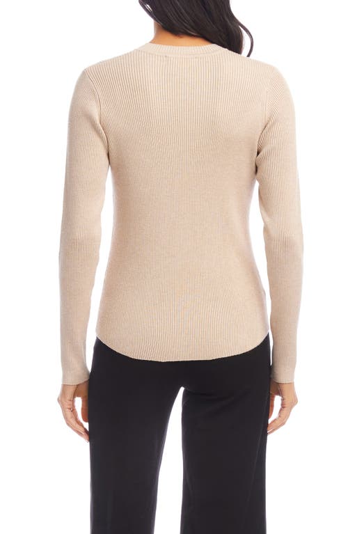 Shop Karen Kane Wide Rib Crewneck Sweater In Almond