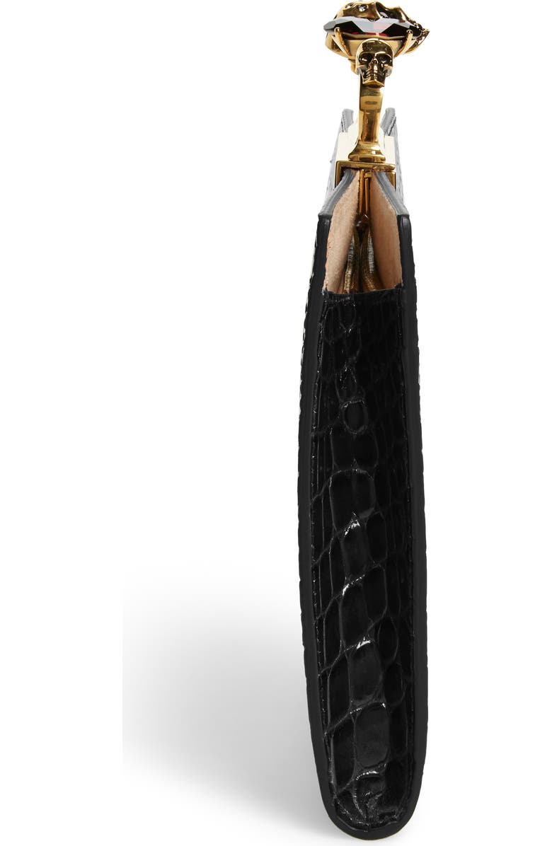 McQueen Alexander McQueen Croc Embossed Leather Knuckle Clutch, Alternate, color,