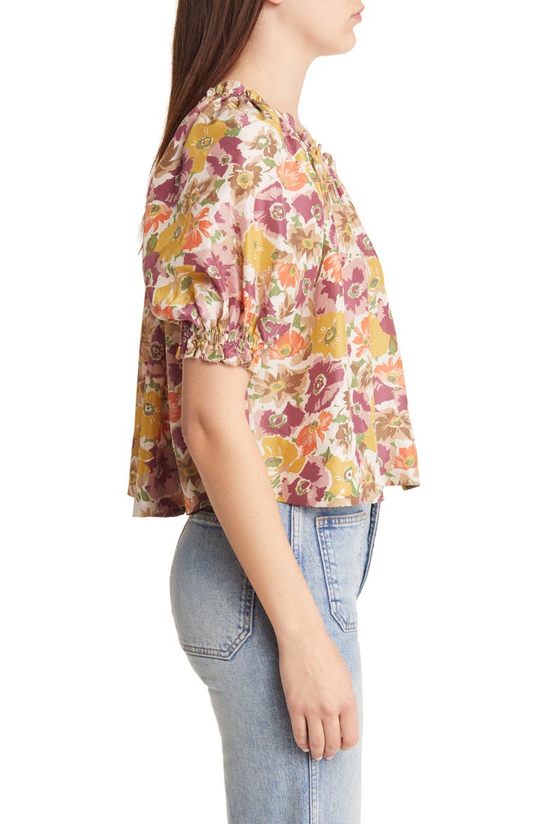 The Garland Floral Print Silk Blouse, Alternate, color, GOLDEN LILAC FLOWER
