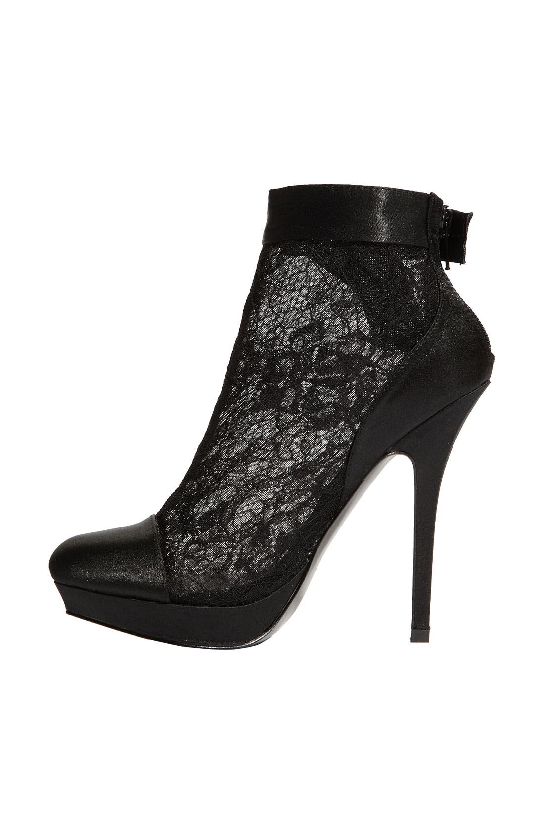 'Night Light' Lace & Satin Bootie, Alternate, color, BLACK LACE